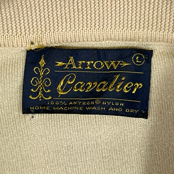 Vintage Arrow Polo Shirt Adult MEDIUM Brown Cavalier Nylon Goodfellas 70s - Picture 4 of 10